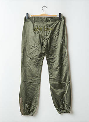 Pantalon drept închidere cu fermoar sub clapetă cu nasturi talie joasă verde BE YOU K femeie