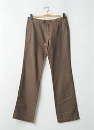Pantalon drept închidere cu fermoar sub clapetă cu nasturi maro LADY SOUL femme