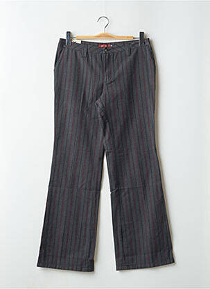 Pantalon drept țesătură poplin talie joasă gri TEDDY SMITH femeie