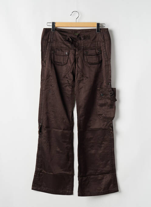 Pantalon drept închidere cu fermoar sub clapetă cu nasturi mărime normală maro FREEMAN T.PORTER femme