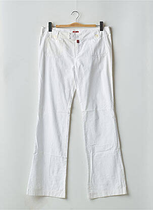 Pantalon evazat închidere cu fermoar sub clapetă cu cârlig talie joasă alb BE YOU K femeie