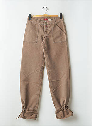 Pantalon drept închidere cu fermoar sub clapetă cu nasturi talie joasă bej BE YOU K femeie