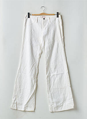 Pantalon drept țesătură poplin talie joasă alb CIMARRON femeie