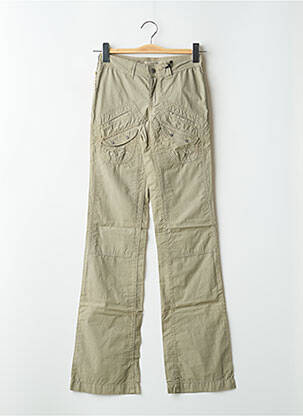 Pantalon drept țesătură poplin talie joasă verde SCHOOL RAG femeie