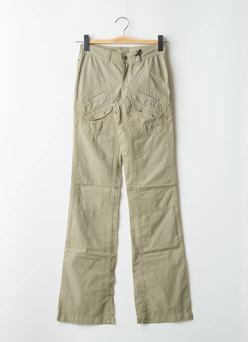 Pantalon drept țesătură poplin talie joasă verde SCHOOL RAG femme