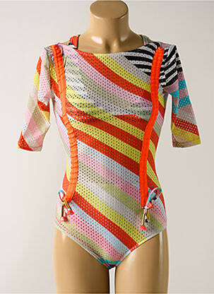 Costum de baie din două piese elasticitate top triunghiuri portocalie SALINAS femeie