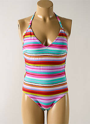 Costum de baie dintr-o singură piesă efect material satinat roz SALINAS femeie
