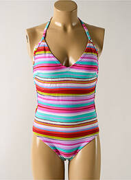 Costum de baie dintr-o singură piesă efect material satinat roz SALINAS femeie