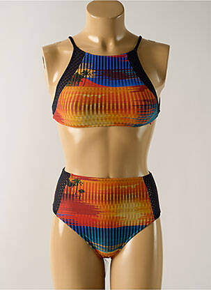 Costum de baie din două piese elasticitate top sutien tip racerback portocalie SALINAS femeie