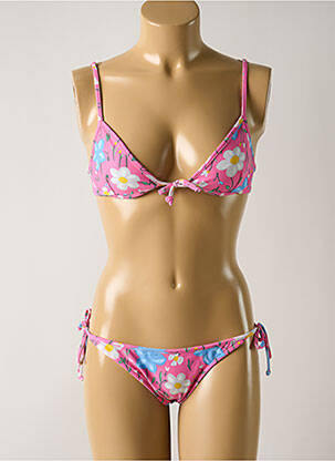 Costum de baie din două piese elasticitate top triunghiuri roz SALINAS femeie