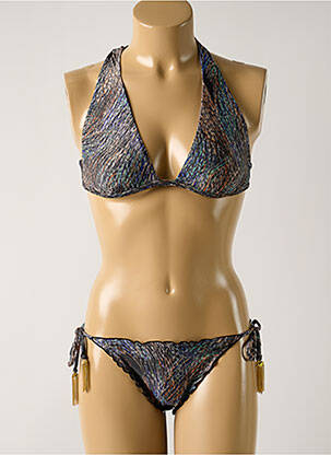 Costum de baie din două piese elasticitate top triunghiuri negru SALINAS femeie