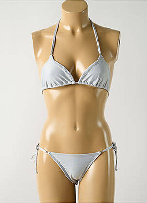 Costum de baie din două piese elasticitate top triunghiuri gri SALINAS femeie