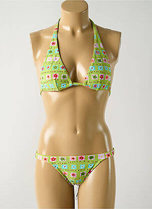 Costum de baie din două piese elasticitate top triunghiuri verde SALINAS femeie