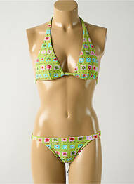 Costum de baie din două piese elasticitate top triunghiuri verde SALINAS femme