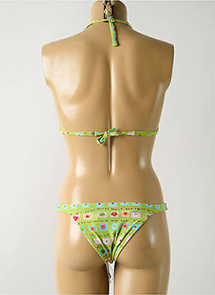 Costum de baie din două piese elasticitate top triunghiuri verde SALINAS femeie