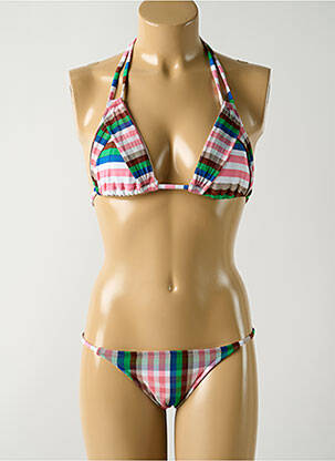 Costum de baie din două piese elasticitate top triunghiuri roz SALINAS femeie
