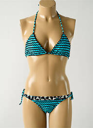Costum de baie din două piese elasticitate top triunghiuri albastru SALINAS femme