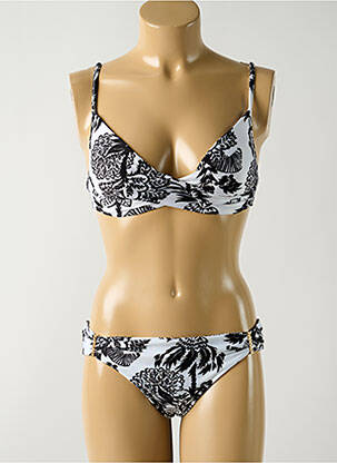 Costum de baie din două piese elasticitate sutien cupe întregi cu decolteu înalt alb SALINAS femeie