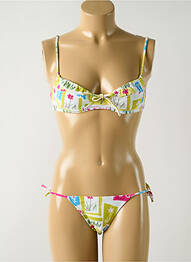 Costum de baie din două piese elasticitate sutien cupe întregi cu decolteu înalt verde SALINAS femme