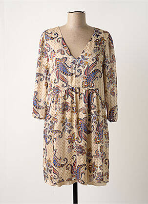 Rochie scurtă croială fluidă mâneci 3/4 bej VINTAGE LOVE femeie
