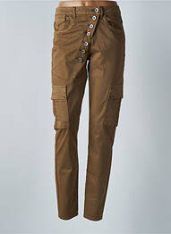 Pantalon slim elasticitate talie înaltă maro CREAM femeie
