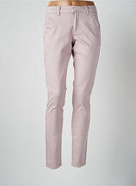 Pantalon chino țesătură poplin mărime normală roz CREAM femeie