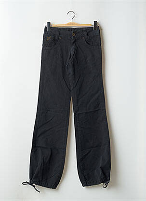 Pantalon 7/8 țesătură poplin talie joasă negru LOIS femeie