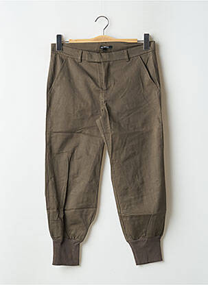 Pantalon 7/8 talie cu cleme talie joasă verde PHARD femeie