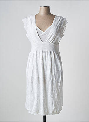 Rochie midi mâneci scurte mâneci scurte alb HEL-S femeie