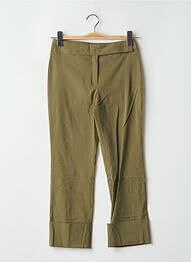 Pantalon drept închidere cu fermoar sub clapetă cu cârlig verde LA CITY femme