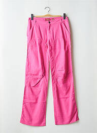 Pantalon drept închidere cu fermoar sub clapetă cu nasturi roz MAGGIE femme