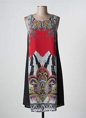 Rochie midi imprimeu fantezie fără mâneci negru MERI & ESCA femeie