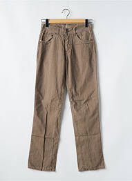Pantalon drept închidere cu fermoar sub clapetă cu nasturi talie joasă maro RWD femme