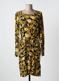 Rochie midi imprimeu floral mâneci lungi galben ICHI femeie