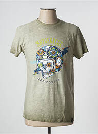 Tricou croială cambrată mâneci scurte verde RECYCLED ART WORLD bărbat