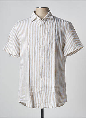 Cămașă cu mâneci scurte mâneci scurte bej SEIDEN STICKER homme