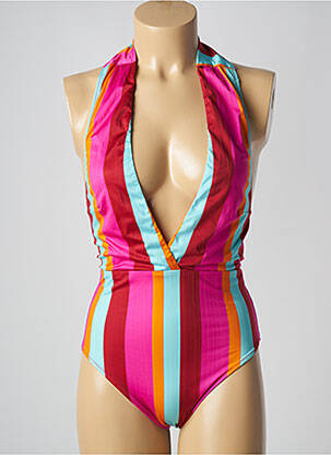 Costum de baie dintr-o singură piesă efect material satinat top triunghiuri roz MARIE JO femeie