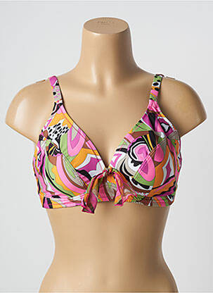 Sutien de costum de baie elasticitate sutien cupe întregi cu decolteu înalt roz ANTIGEL femeie
