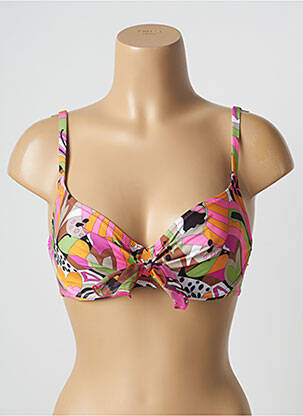 Sutien de costum de baie elasticitate sutien cupe întregi cu decolteu înalt roz ANTIGEL femeie