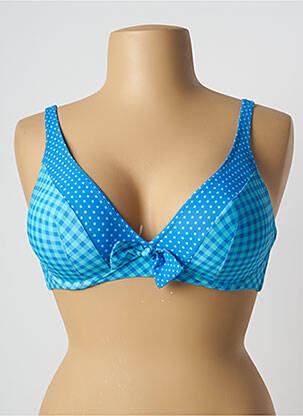 Sutien de costum de baie elasticitate sutien cupe întregi cu decolteu înalt albastru ANTIGEL femeie