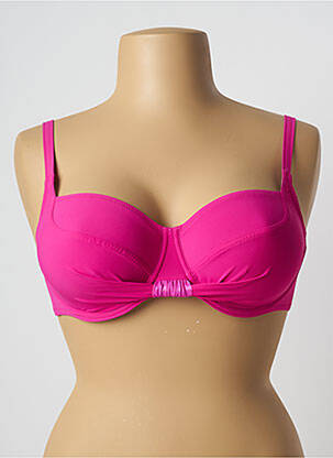 Sutien de costum de baie elasticitate sutien cupe întregi cu decolteu înalt roz ANTIGEL femeie