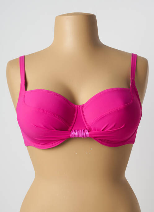 Sutien de costum de baie elasticitate sutien cupe întregi cu decolteu înalt roz ANTIGEL femme