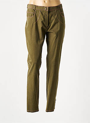 Pantalon slim țesătură poplin mărime normală verde OPALINE femeie