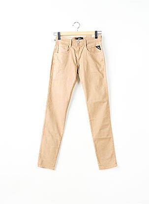 Blugi cu croială slim bej REPLAY femeie