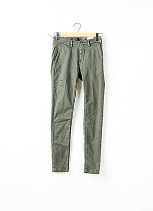 Pantalon chino închidere cu fermoar sub clapetă cu nasturi verde REPLAY femeie