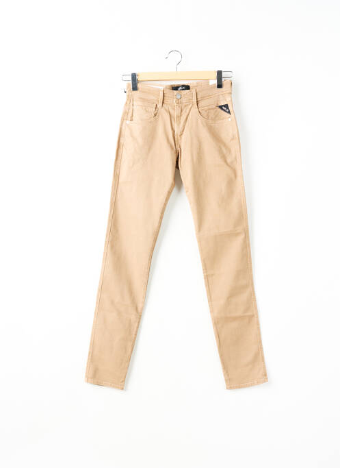 Blugi cu croială slim bej REPLAY femeie