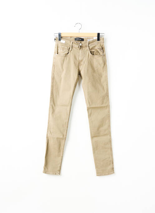 Blugi cu croială slim maro REPLAY femeie