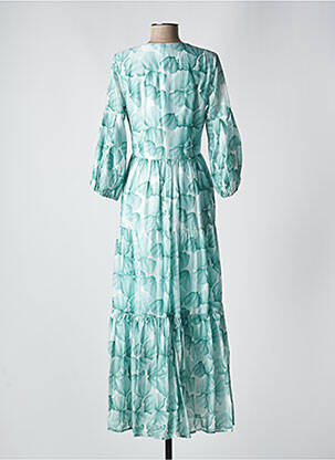 Rochie lungă imprimeu fantezie mâneci lungi verde ANONYME DESIGNERS femeie