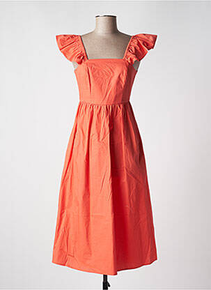 Rochie midi mâneci scurte mâneci scurte portocalie COMPAÑIA FANTASTICA femeie