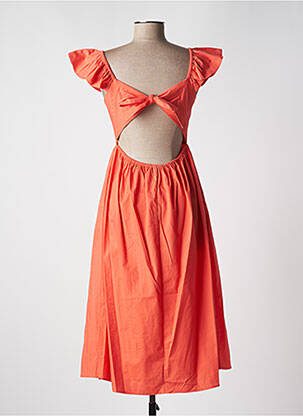 Rochie midi mâneci scurte mâneci scurte portocalie COMPAÑIA FANTASTICA femeie